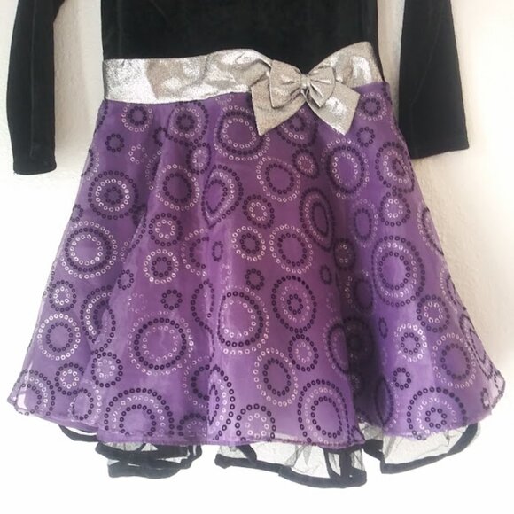 Jessica Ann girl's size 6X black and purple dress - Picture 3 of 16